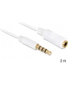 Przedłużacz kabla AUDIO MINIJACK M/F 4 PIN Apple 2M biały Delock - nr 14