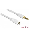 Przedłużacz kabla AUDIO MINIJACK M/F 4 PIN Apple 2M biały Delock - nr 16