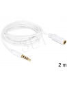 Przedłużacz kabla AUDIO MINIJACK M/F 4 PIN Apple 2M biały Delock - nr 1