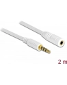 Przedłużacz kabla AUDIO MINIJACK M/F 4 PIN Apple 2M biały Delock - nr 21