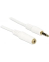 Przedłużacz kabla AUDIO MINIJACK M/F 4 PIN Apple 2M biały Delock - nr 24