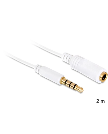 Przedłużacz kabla AUDIO MINIJACK M/F 4 PIN Apple 2M biały Delock