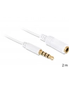 Przedłużacz kabla AUDIO MINIJACK M/F 4 PIN Apple 2M biały Delock - nr 5