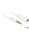 Przedłużacz kabla AUDIO MINIJACK M/F 4 PIN Apple 2M biały Delock - nr 7