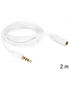 Przedłużacz kabla AUDIO MINIJACK M/F 4 PIN Apple 2M biały Delock - nr 8