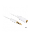 Przedłużacz kabla AUDIO MINIJACK M/F 4 PIN Apple 2M biały Delock - nr 12