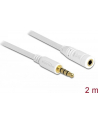 Przedłużacz kabla AUDIO MINIJACK M/F 4 PIN Apple 2M biały Delock - nr 20