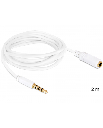 Przedłużacz kabla AUDIO MINIJACK M/F 4 PIN Apple 2M biały Delock