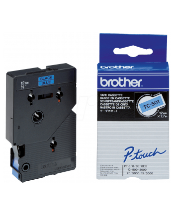 Taśma Brother 12mm BLACK ON BLUE TAPE