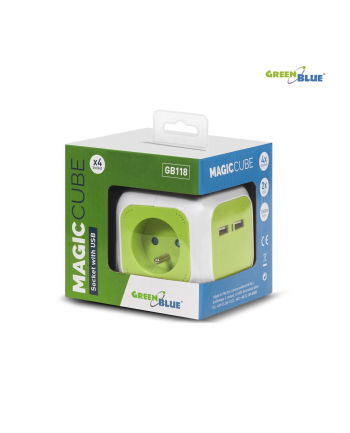 GreenBlue GB118 MagicCube poczwórne gniazdko prądowe, 2 wejścia usb 1,4m