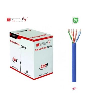 TechlyPro Kabel instalacyjny skrętka UTP Cat6 4x2 drut CCA 305m niebieski nr 1
