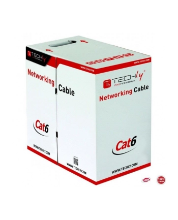 TechlyPro Kabel instalacyjny skrętka UTP Cat6 4x2 drut 100% miedź 305m szary nr 2