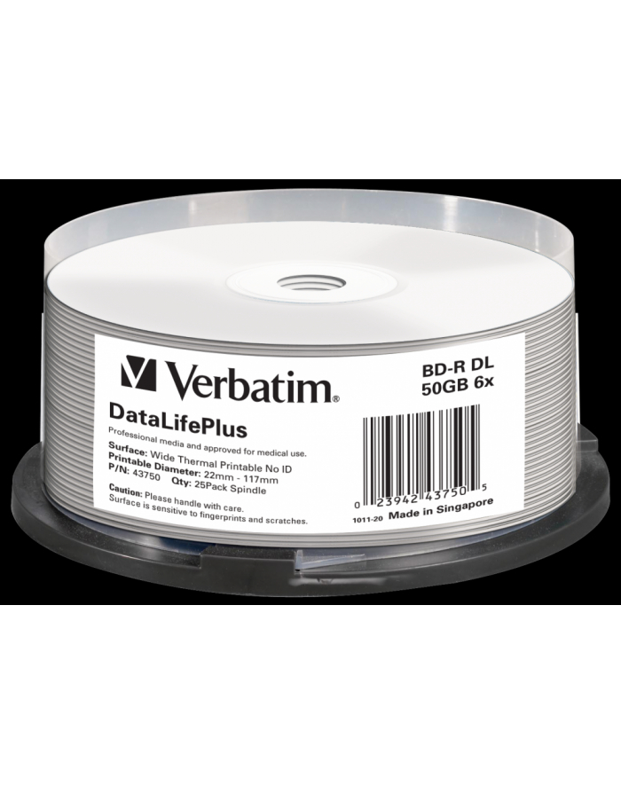 BluRay BD-R DL Verbatim [ Spindle 25 | 50GB | 6x [WIDE THERMAL PRINT NO ID] główny