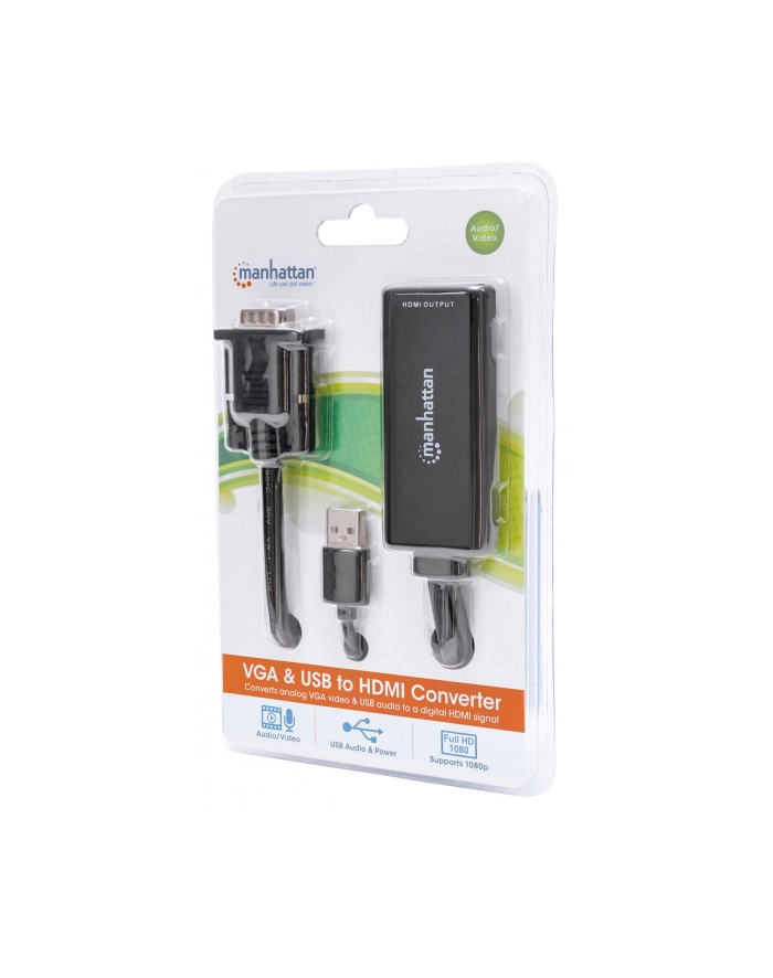 Manhattan Adapter konwerter VGA z USB audio na HDMI M/F 1080p czarny główny