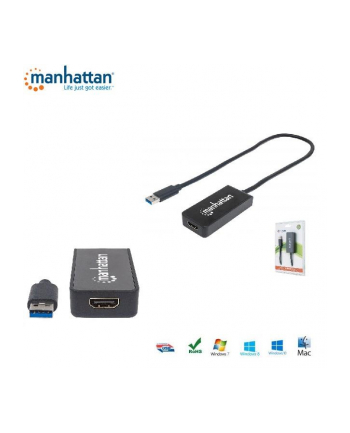 Manhattan Konwerter adapter SuperSpeed USB 3.0 na HDMI M/F 1080p czarny