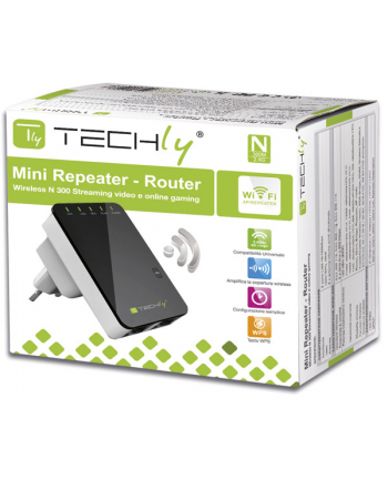 Techly Wireless router WISP extender AP 802.11b/g/n 1xWAN 1xLAN 300N wall-plug