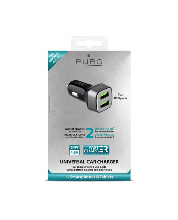 Mini Car Fast Charger - Uniwersalna ładowarka samochodowa 2 x USB, 4.8 A square (czarny)