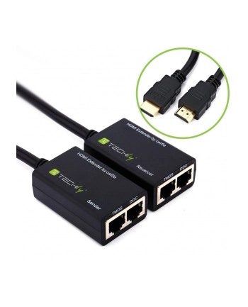 Extender HDMI Techly po skrętce Cat. 5e/6 do 30m, czarny nr 2