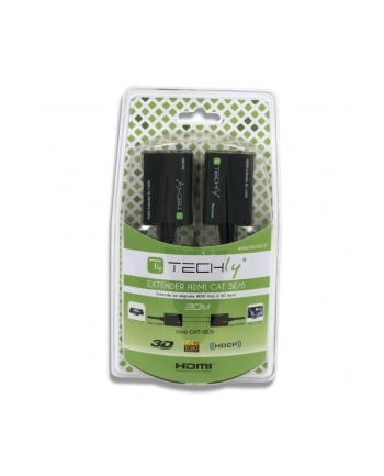 Extender HDMI Techly po skrętce Cat. 5e/6 do 30m, czarny nr 1