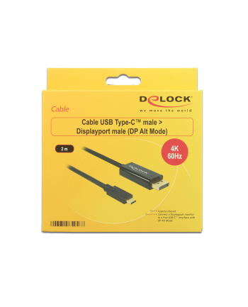 Kabel adapter Delock USB type-C(M) -> DisplayPort(M) 4K 60Hz 2m nr 1