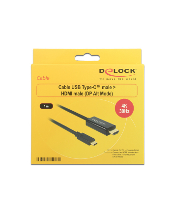 Kabel adapter Delock USB type-C(M) -> HDMI(M) 4K 30Hz 1m