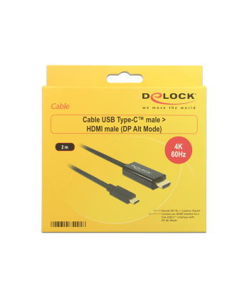 Kabel adapter Delock USB type-C(M) -> HDMI(M) 2m