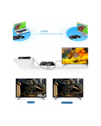 Extender HDMI HDbitT Techly po PLC Powerline, do 300m FullHD z IR, czarny