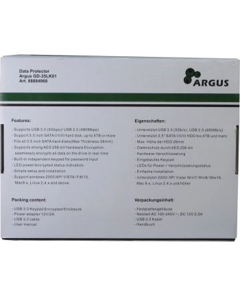 Obudowa HDD INTER-TECH Argus GD-35LK01 USB 3.0 HDD 3.5'' SATA szyfrowana nr 2
