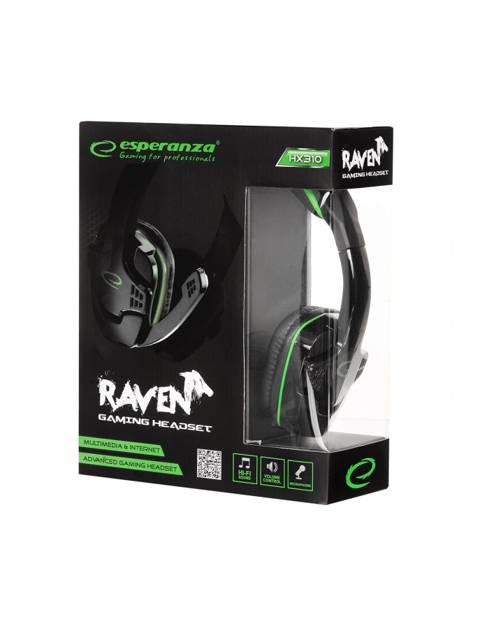 ESPERANZA EGH310G Słuchawki Stereo z Mikrofonem dla graczy - RAVEN - ZIELONE główny