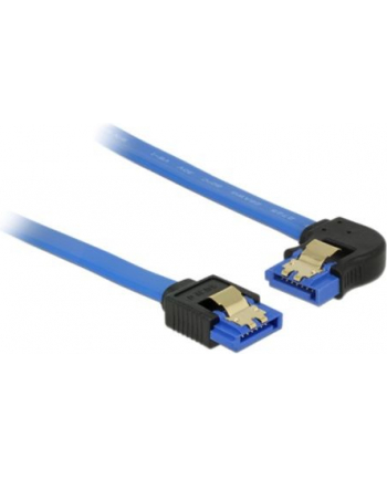 Delock kabel SATA 6 Gb/s prosto/kątowy lewo metal.zatrzaski 70cm niebieski