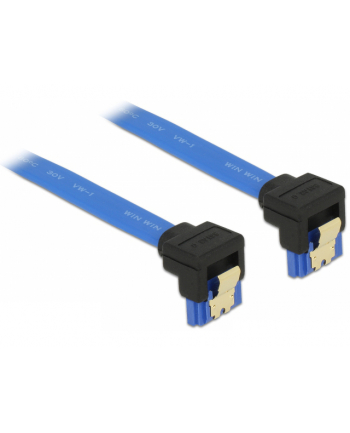 Delock kabel SATA 6 Gb/s kątowy prawo/prawo metal. zatrzaski 10cm niebieski nr 1