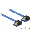Delock kabel SATA 6 Gb/s kątowy prawo/prawo metal. zatrzaski 10cm niebieski - nr 9