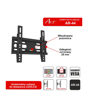 ART UCHWYT DO TV LCD/LED 14-42'' 35KG AR-44 bez regulacji 2,5cm od ściany