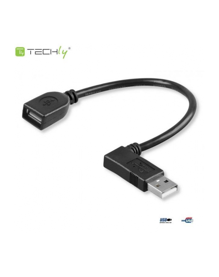 Kabel USB Techly USB 2.0 A-A M/F kątowy, 15cm główny