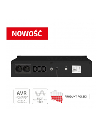 Zasilacz awaryjny Ever ECO Pro 1000VA AVR 3xIEC 2xPL Sin USB rack nr 1
