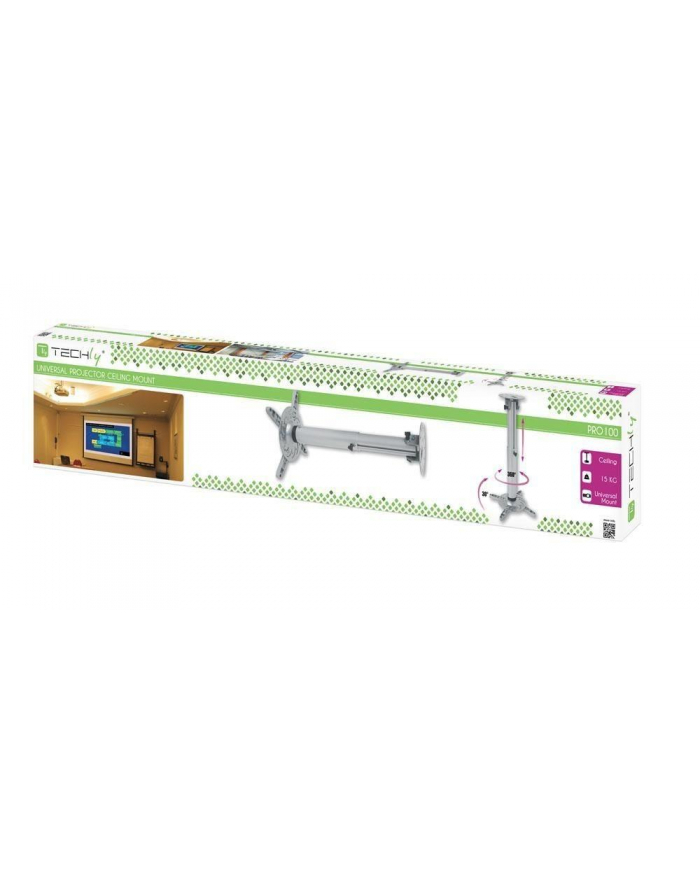 Ramię do projektora Techly 110-190 cm. sufitowe, srebrne główny