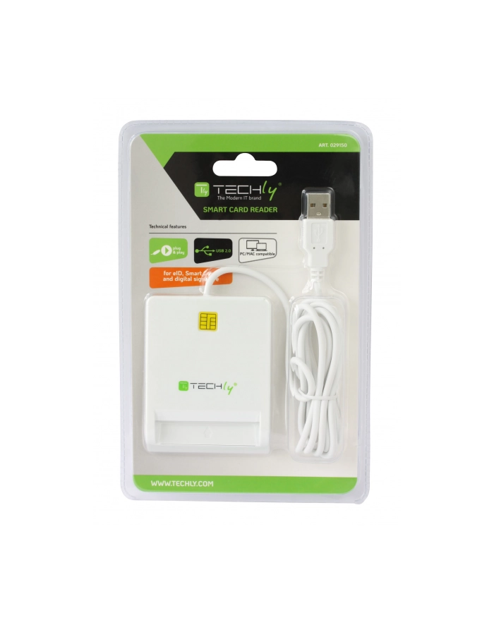 Techly Kompaktowy czytnik USB 2.0 kart Smart biały główny