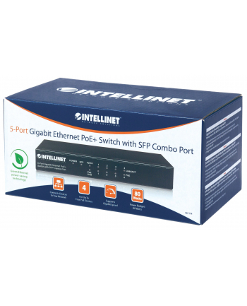 Intellinet Network Solutions Intellinet Gigabit switch 5x 10/100/1000 Mbps RJ45 PoE/PoE+ 80W 1x SFP combo