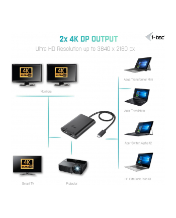 i-tec USB-C dual Display Port Video Adapter 2x DP 4K kompatybilny z Thunderbolt3