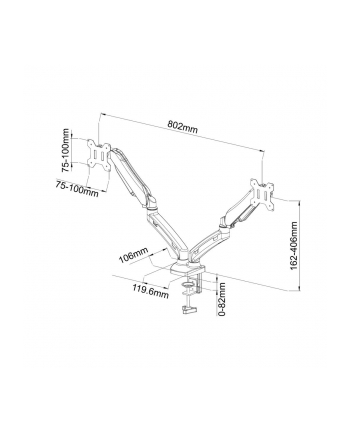 ART Uchwyt biurkowy na sprężynie gazowej do 2 monitorów LED/LCD 13-27' L-13GD