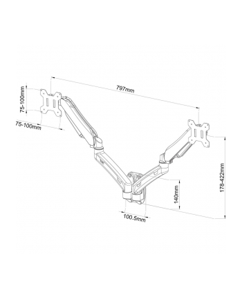 ART Uchwyt ścienny gazowy do 2 monitorów LED/LCD 13-27' L-14GW