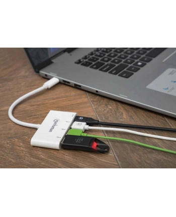 Manhattan Hub SuperSpeed USB-C 3.1 3-portowy 3x USB typ-A 1x USB-C PD nr 1