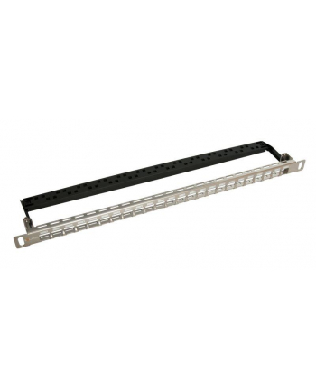 19'' patch panel Solarix 24 x RJ45 CAT6 UTP z listwą wsp. Czarny 1U