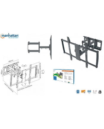 Manhattan Uchwyt ścienny TV LCD/LED/PDP 60-100'' 80kg VESA pełna regulacja czarn