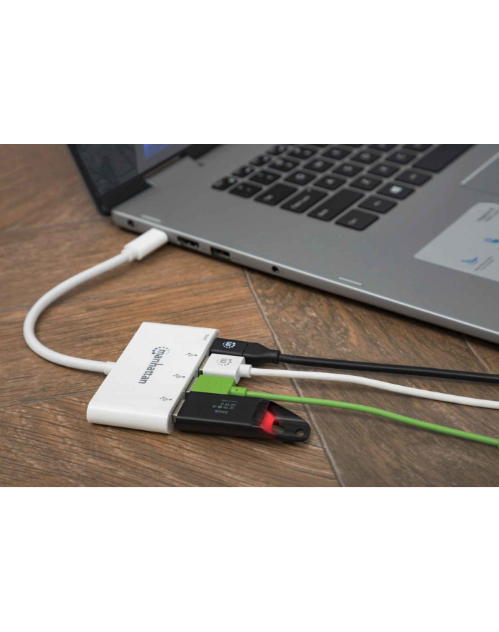 Manhattan Hub SuperSpeed USB-C 3.1 3-portowy 3x USB typ-A 1x USB-C PD główny