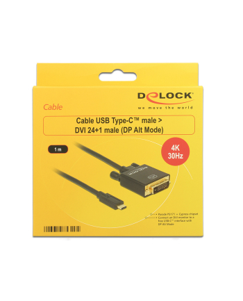 Delock Kabla USB Type-C (M)>DVI 24+1 (M) (tryb alternatywny DP) 4K 30Hz 1m czarn