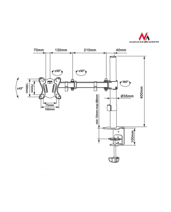 Uchwyt biurkowy do monitora Maclean MC-690 8kg 13  - 27  VESA 75X75 100X100