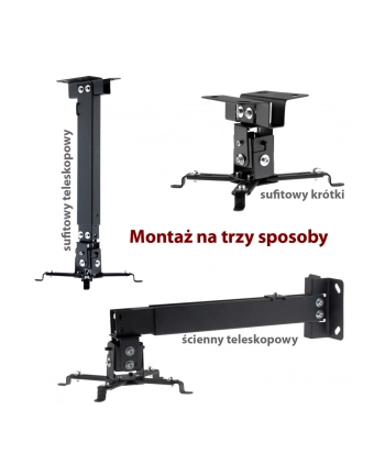 ART UCHWYT SUFITOWY DO PROJEKTORA P-108 10KG CZARNY nr 2