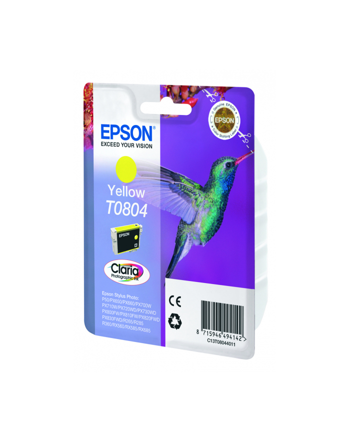 Tusz Epson żółty T0804=C13T08044011  8 ml główny