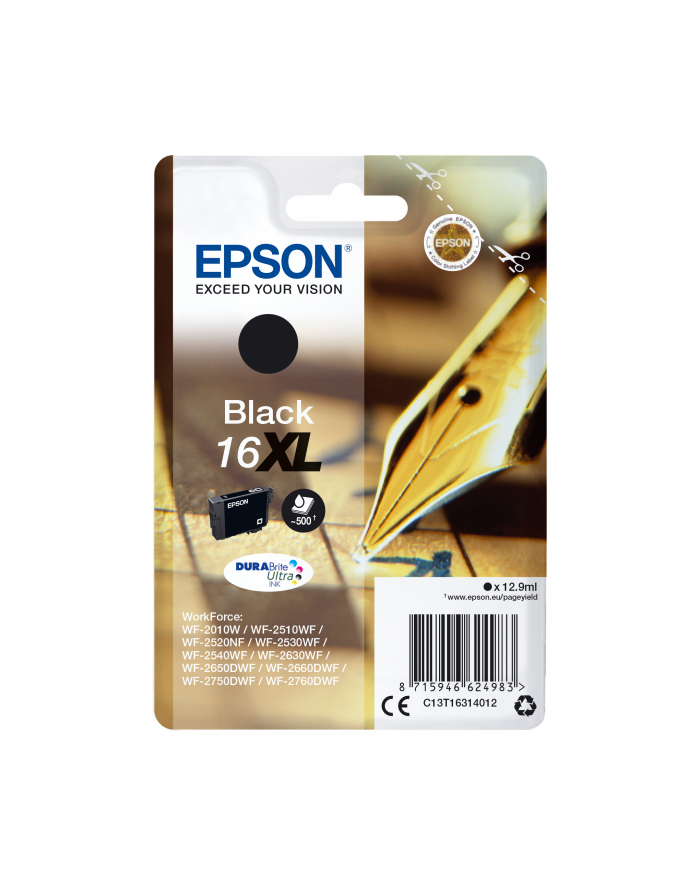 Tusz Epson T1631 (do drukarki Epson  oryginał C13T16314012 12 9ml czarny) główny